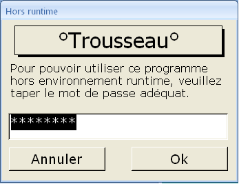 Mot de passe Non Runtime...