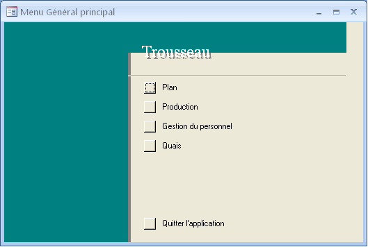 Formulaire "Menu Gnral"